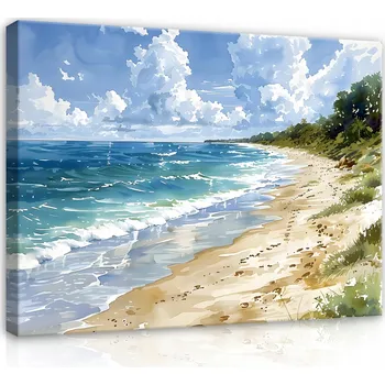 Obraz OBRAZ PLÁŽ MOŘE JAKO MALOVANÝ NA PLÁTNĚ NA ZEĎ LOŽNICE OBÝVÁK 40x30