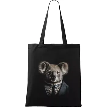 Nákupní taška Koala v obleku - Taška bavlněná - 42 x 38 cm ( Černá )