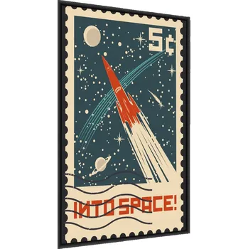 Obraz PLAKÁT RETRO ZNAČKA RAKETA VESMÍR v rámu 70 x 100 cm