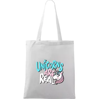 Unicorns are real ponny - Taška bavlněná - 42 x 38 cm ( Bílá )