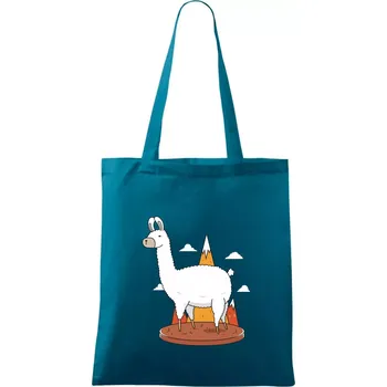 Alpaka kreslená - Taška bavlněná - 42 x 38 cm ( Petrolejová )