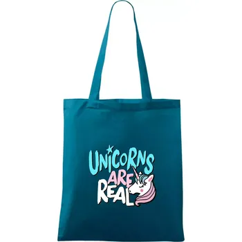 Unicorns are real ponny - Taška bavlněná - 42 x 38 cm ( Petrolejová )
