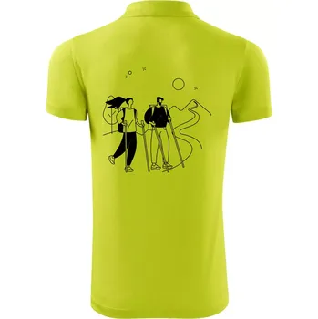 Pánská košile Kreslený pár na výletě - Polokošile Victory sportovní (dresovina) - S ( Limetková )