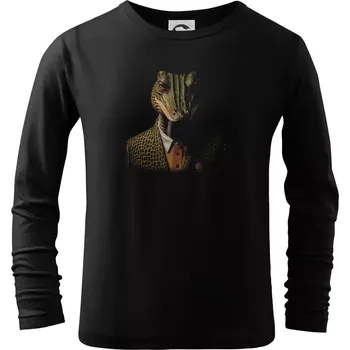 Chlapecké tričko Krokodýl v obleku - Triko dětské Long Sleeve - 122 cm/6 let ( Černá )