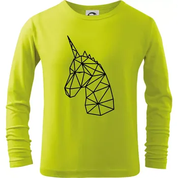 Dětská móda Geometrie - Jednorožec - Triko dětské Long Sleeve - 158 cm/12 let ( Limetková )