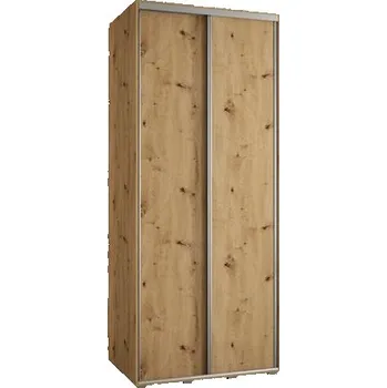 Šatní skříň Šatní skříň s posuvnými dveřmi DAVOS 100cm | DUB Artisan / stříbrné pojezdy