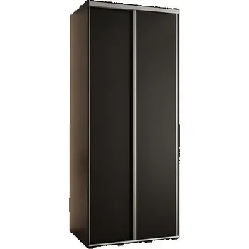 Šatní skříň Šatní skříň s posuvnými dveřmi DAVOS 100cm | Černá / stříbrné pojezdy