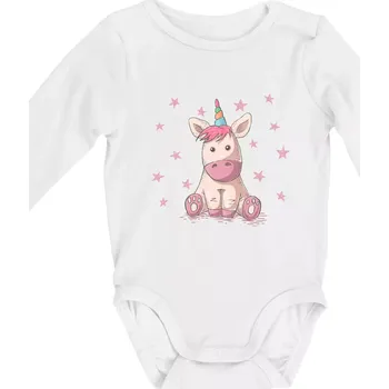 Jednorožec miminko - Body kojenecké s dlouhým rukávem - Dlouhý r. do 3 měs ( Bílá )
