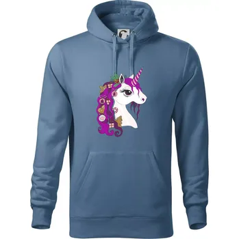 Pánská mikina Vánoční jednorožec - Mikina pánská Cape s kapucí - 4XL ( Denim )