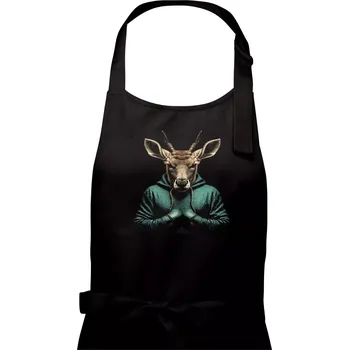 Kuchyňská zástěra Jelen boxer - Dámská zástěra na vaření - Univerzální velikost ( Černá )