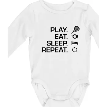 Kojenecký body Play eat sleep repeat padel - Body kojenecké s dlouhým rukávem - Dlouhý r. do 3 měs ( Bílá )