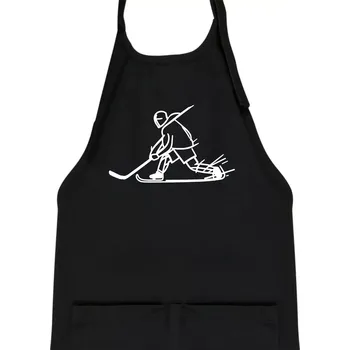 Kuchyňská zástěra Kreslený hokejista tučnou fixou - Dětská zástěra na vaření - Univerzální velikost ( Černá )