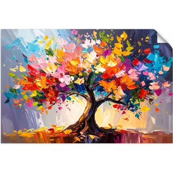 Obraz 3D Kvetoucí Strom Života SAMOLEPÍCÍ PLAKÁT do LOŽNICE OBÝVACÍHO POKOJE 60x40