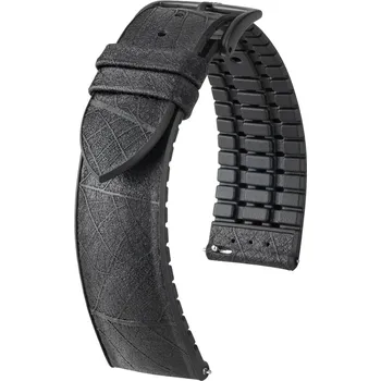 Řemínek na hodinky Koženkový řemínek Hirsch Leaf L 0925046050-5, černý, délka L, Quick Release - 20 mm