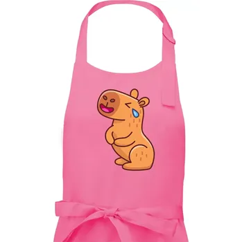 Kuchyňská zástěra Smutná kapybara - Dámská zástěra na vaření - Univerzální velikost ( Růžová )