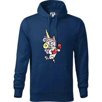Pánská mikina Jednorožec box - Mikina pánská Cape s kapucí - 5XL ( Půlnoční modrá )