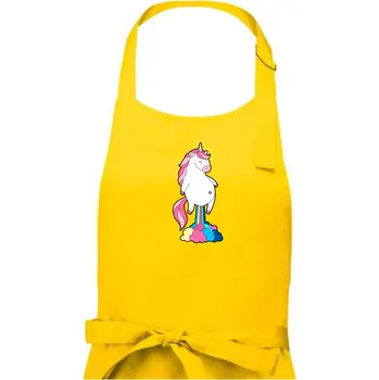 Kuchyňská zástěra Jednorožec prdí - Pánská zástěra na vaření - Univerzální velikost ( Žlutá )