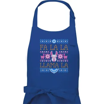 Kuchyňská zástěra Fa la la LAMA la - Dámská zástěra na vaření - Univerzální velikost ( Královská modrá )