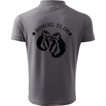 Pánská košile Boxing club nápis - Polokošile pánská Pique Polo 203 - 5XL ( Ocelově šedá )