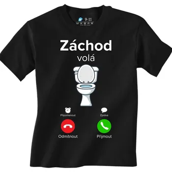Chlapecké tričko Dětské tričko Záchod volá Phone Call (Velikost: 7-8, Barva: Černá)