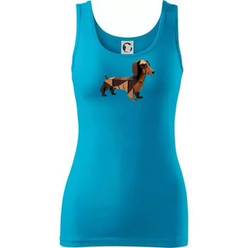 Dámské oblečení Jezevčík - slepený z papíru - Dámské tílko - XS ( Světlý tyrkys )