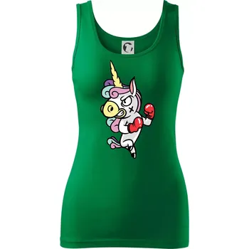 Dámské oblečení Jednorožec box - Dámské tílko - XS ( Středně zelená )