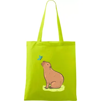Kapybara a motýlek - Taška bavlněná - 42 x 38 cm ( Limetková )