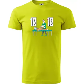 Fyziologické zakřivení páteře - Klasické pánské triko vyšší gramáže - XS ( Limetková )