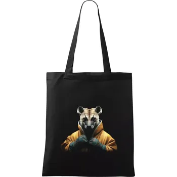 Hyena v bundě - Taška bavlněná - 42 x 38 cm ( Černá )