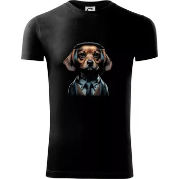 Pánská móda Jezevčík v obleku - Viper FIT - Pánské zůžené tričko - 2XL ( Černá )