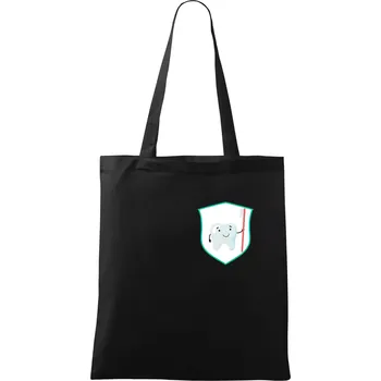 Zoubek na prsu - zubní kartáček - Taška bavlněná - 42 x 38 cm ( Černá )