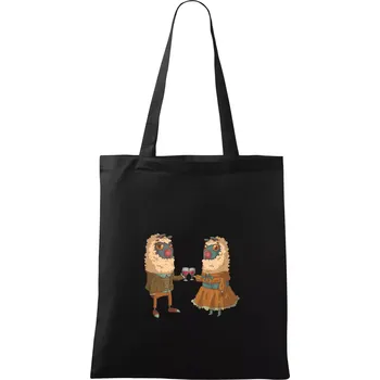 Alpaky s vínem pár - Taška bavlněná - 42 x 38 cm ( Černá )