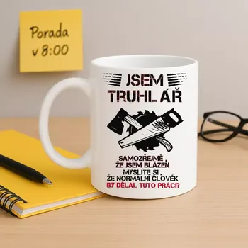 Hrnek - Jsem truhlář (Peťanovy hrnky – Hrnek pro truhláře, 330 ml, keramický, bílý)