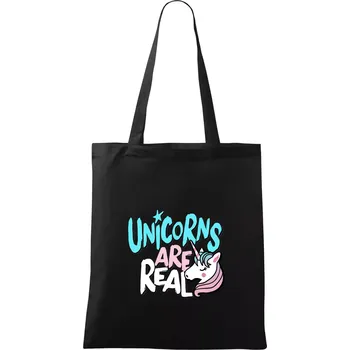 Nákupní taška Unicorns are real ponny - Taška bavlněná - 42 x 38 cm ( Černá )