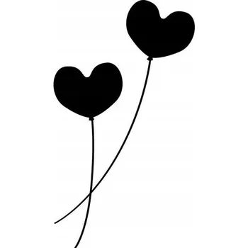 Samolepící dekorace Samolepka na stěnu dvě srdíčka, balónky 15x10 cm