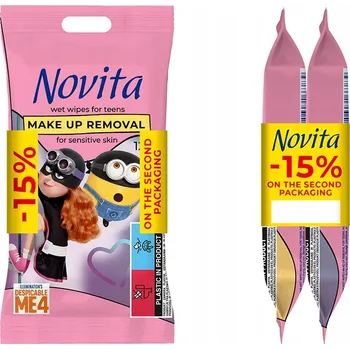 Hygienický ubrousek Sada Vlhčené Ubrousky Novita Mimoni na Odličování 12 ks 1+1