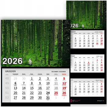 Kalendář Nástěnný Kalendář Trojdílný 2026 LESNÍ KLIMA Do Kanceláře Jako Dárek Vzory