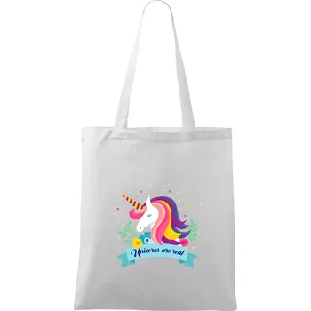 Unicorns are real duhový - Taška bavlněná - 42 x 38 cm ( Bílá )