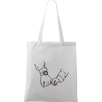 Táta a syn ruce obrys - Taška bavlněná - 42 x 38 cm ( Bílá )