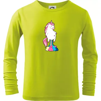 Dětská móda Jednorožec prdí - Triko dětské Long Sleeve - 146 cm/10 let ( Limetková )