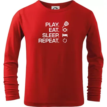 Chlapecké tričko Play eat sleep repeat padel - Triko dětské Long Sleeve - 122 cm/6 let ( Červená )