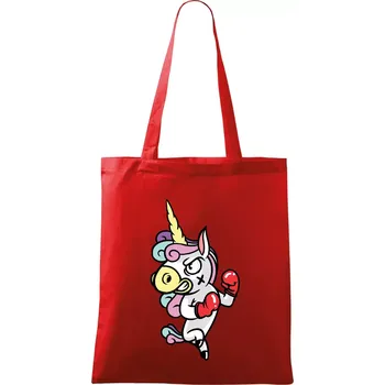 Nákupní taška Jednorožec box - Taška bavlněná - 42 x 38 cm ( Červená )