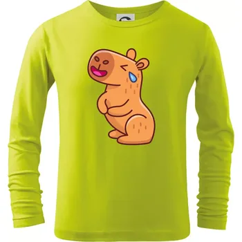 Dětská móda Smutná kapybara - Triko dětské Long Sleeve - 146 cm/10 let ( Limetková )