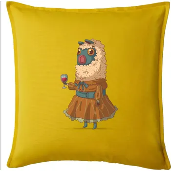 Polštář Alpaka s vínem žena - Polštář 50x50 - 50x50 - Pouze potah ( Žlutá )