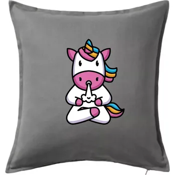 Polštář Yoga funící jednorožec - Polštář 50x50 - 50x50 - Včetně výplně ( Tmavě šedý melír )