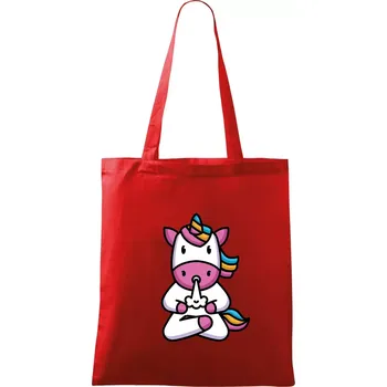 Nákupní taška Yoga funící jednorožec - Taška bavlněná - 42 x 38 cm ( Červená )