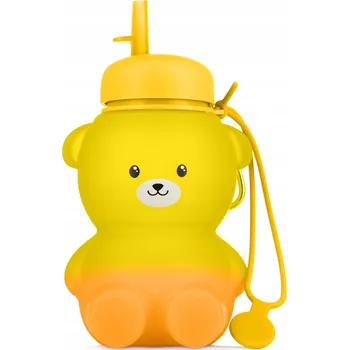 Kojenecká láhev Silikonový lahev na pití pro dítě ve tvaru medvídka s karabinou a úchytem