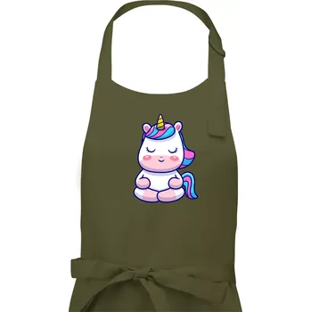 Kuchyňská zástěra Yoga jednorožec - relax - Pánská zástěra na vaření - Univerzální velikost ( Khaki )