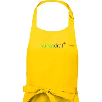 Kuchyňská zástěra KurvaDrát - Pánská zástěra na vaření - Univerzální velikost ( Žlutá )