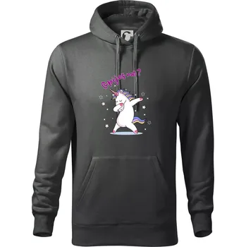 Pánská mikina Jednorožec Opiješ mě? - Mikina pánská Cape s kapucí - 4XL ( Tmavá břidlice (šedá se zeleným nádechem) )